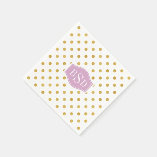 Monogramm hübsche Pollenmuster aus Gold und Weiß Serviette (Ecke)