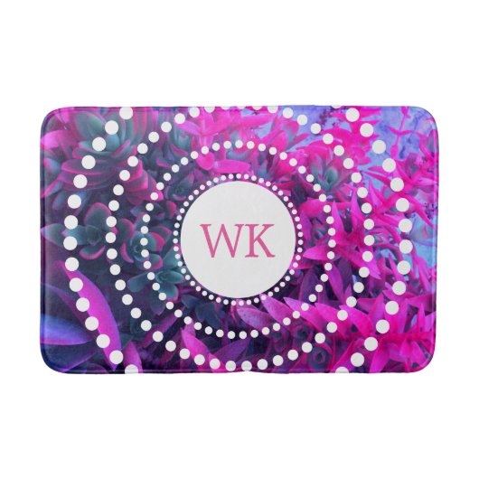 Monogramm-hübsche rosa und lila saftige Kunst Badematte (Vorderseite)