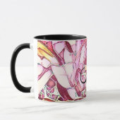 Monogramm Hübsche Rot-und Rose-Blume Tasse (Links)