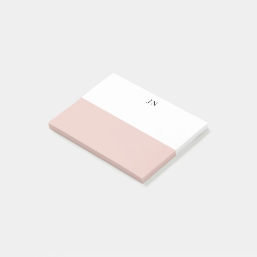 Monogramm hübsche Röte Pink Weiß Farbfeld Post-it Klebezettel (angewinkelt)