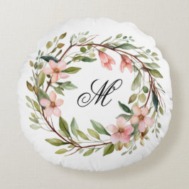Monogramm Hübsche Twig-Wildblume Rundes Kissen