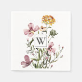 Monogramm Hübsche Wildblume Floral Bouquet Serviette (Vorderseite)