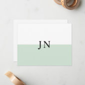 Monogramm Hübscher, grüner, weißer Farbblock Mitteilungskarte (Vorderseite/Rückseite Beispiel)