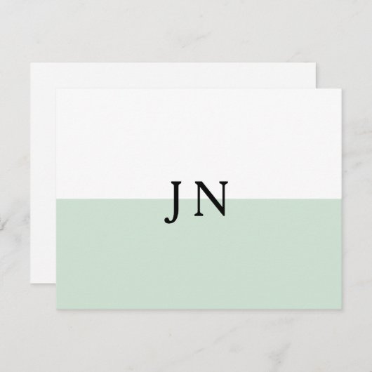 Monogramm Hübscher, grüner, weißer Farbblock Mitteilungskarte (Vorne/Hinten)