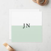 Monogramm Hübscher, grüner, weißer Farbblock Mitteilungskarte (Vorderseite/Rückseite Beispiel)