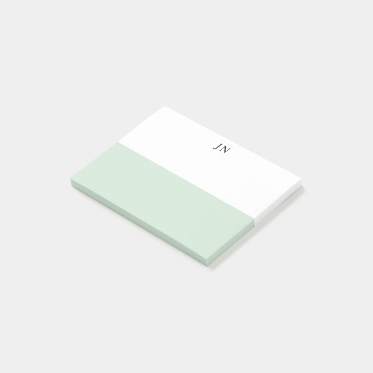Monogramm Hübscher, grüner, weißer Farbblock Post-it Klebezettel (angewinkelt)