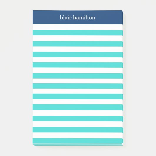 Monogramm Hübscher Streifen Post-it Klebezettel (Vorderseite)