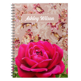 Monogramm hübscher Vintager Hintergrund mit Blume Notizblock