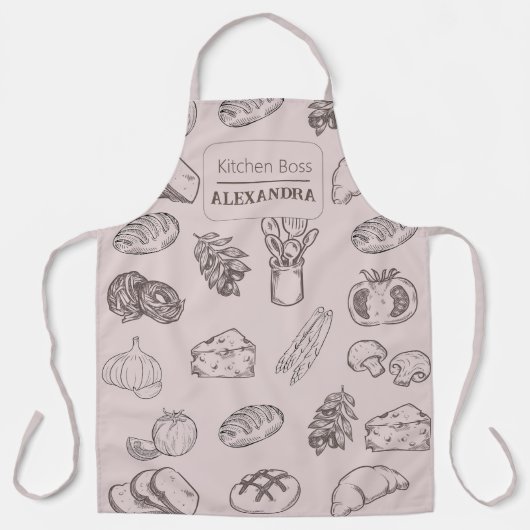 Monogramm hübsches Backmuster Rosa und Grau Schürze (Vorderseite)