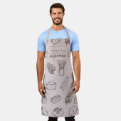 Monogramm hübsches Backmuster Rosa und Grau Schürze (Getragen)