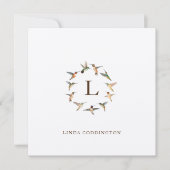 Monogramm Hummingbird-Note-Karte Mitteilungskarte (Vorderseite)
