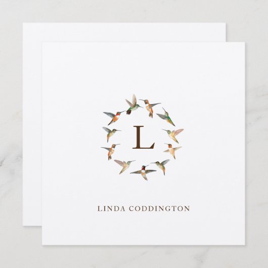 Monogramm Hummingbird-Note-Karte Mitteilungskarte (Vorne/Hinten)