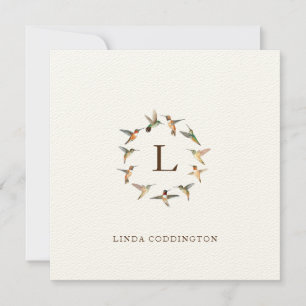 Monogramm Hummingbird-Note-Karte Mitteilungskarte