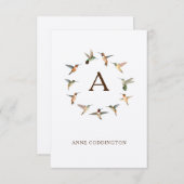Monogramm Hummingbird-Note-Karte Mitteilungskarte (Vorne/Hinten)