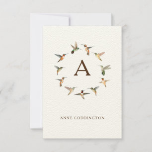Monogramm Hummingbird-Note-Karte Mitteilungskarte