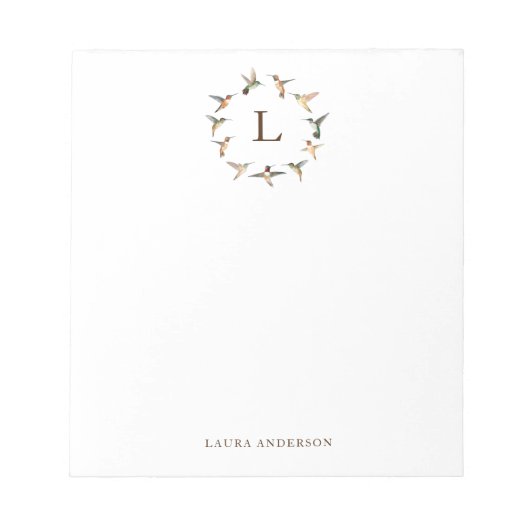 Monogramm Hummingbird Postit Notes Notizblock (Vorderseite)