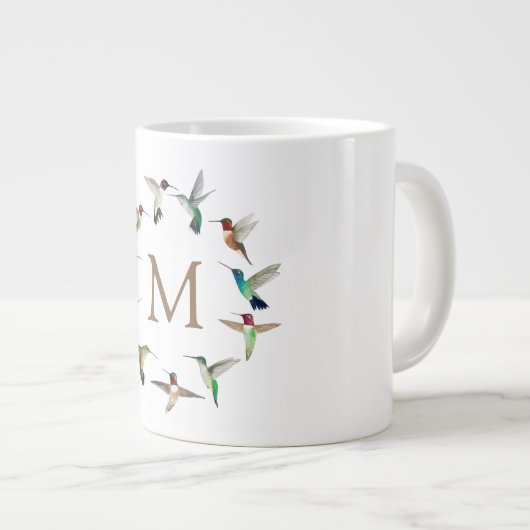 Monogramm Hummingvögel Jumbo-Tasse (Vorderseite Rechts)
