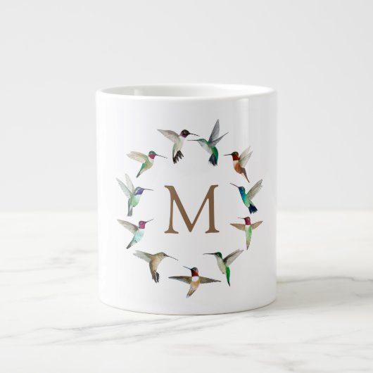 Monogramm Hummingvögel Jumbo-Tasse (Vorderseite)