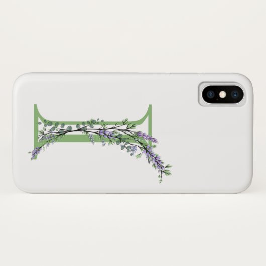 Monogramm I Lavendel Eucalyptus Case-Mate iPhone Hülle (Rückseite (Horizontal))