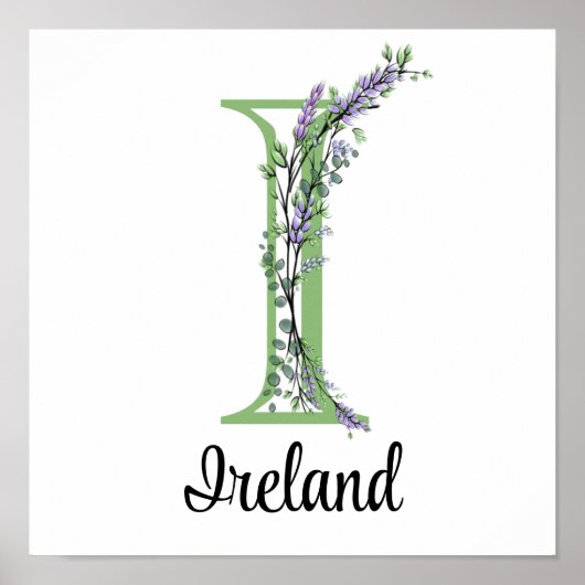 Monogramm I Lavendel-Eukalyptus-Kinderzimmer Poster (Vorne)