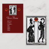 Monogramm i Letter, Antique Figures Red Schwarz-we Visitenkarte (Vorne/Hinten)