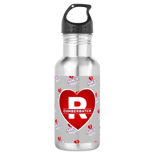 MONOGRAMM I LIEBE SOCA auf GRAU Edelstahlflasche (Vorderseite)