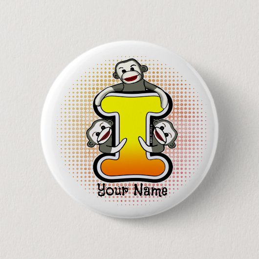Monogramm I Sock Monkey Button (Vorderseite)