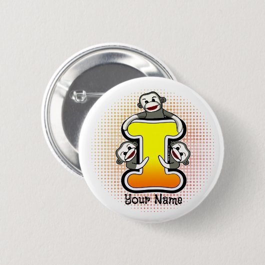 Monogramm I Sock Monkey  Button (Vorne & Hinten)