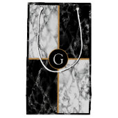 Monogramm Ihr Letter-Geschenk Beutel Marmordesign Kleine Geschenktüte (Vorderseite)