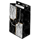 Monogramm Ihr Letter-Geschenk Beutel Marmordesign Kleine Geschenktüte (Rückseite Schrägansicht)