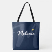 Monogramm Ihr Name Herz blau Tasche (Vorderseite)