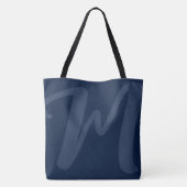 Monogramm Ihr Name Herz blau Tasche (Rückseite)