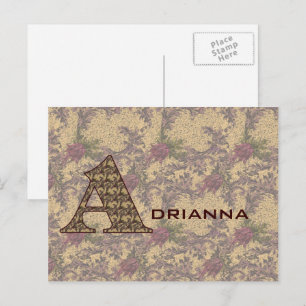 Monogramm Ihr Name Initial A Floral Postkarte