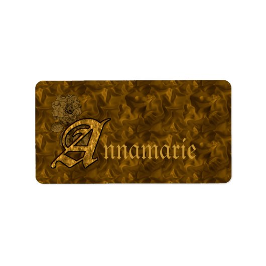 Monogramm Ihr Name Initial A Gold Peony Label Adressaufkleber (Vorne)