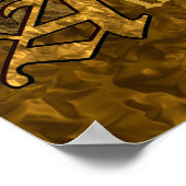 Monogramm Ihr Name Initial A Gold Peony Poster (Ecke)