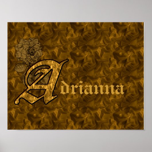Monogramm Ihr Name Initial A Gold Peony Poster (Vorne)