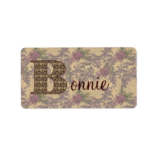 Monogramm Ihr Name Initial B Elegantes Blumenlabel Adressaufkleber (Vorne)