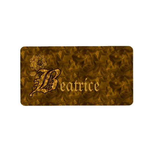Monogramm Ihr Name Initial B Gold Peony Label Adressaufkleber (Vorne)