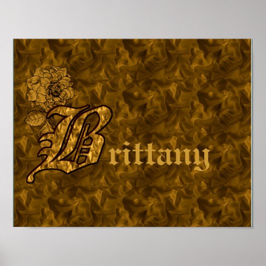 Monogramm Ihr Name Initial B Gold Peony Poster (Vorne)