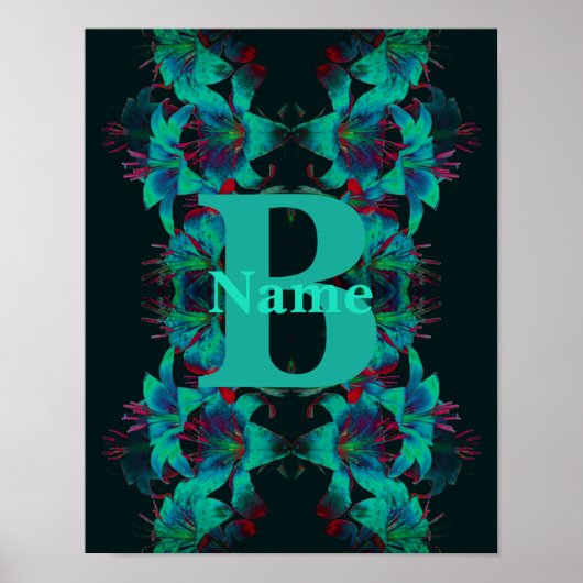 Monogramm Ihre Anfangsbuchstabe Lily Kunst Persona Poster (Vorne)