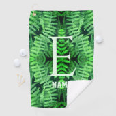 Monogramm Ihre Anfangsbuchstaben Grüne Farne Perso Golfhandtuch (Insitu)