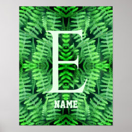 Monogramm Ihre Anfangsbuchstaben Grüne Farne Perso Poster