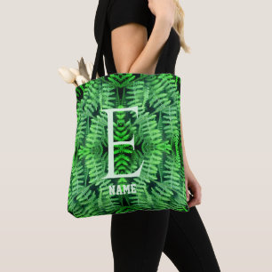Monogramm Ihre Anfangsbuchstaben Grüne Farne Perso Tasche