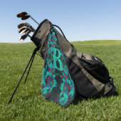 Monogramm Ihrer Anfangsbuchstabe-Lilien-Kunst pers Golfhandtuch (Gras)