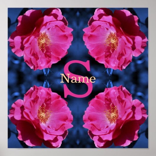 Monogramm Ihres Anfangsbuchstabens Name Rosenkunst Poster (Vorne)
