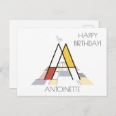 Monogramm im modernen Kunststil. Buchstabe A Postkarte (Vorne/Hinten)
