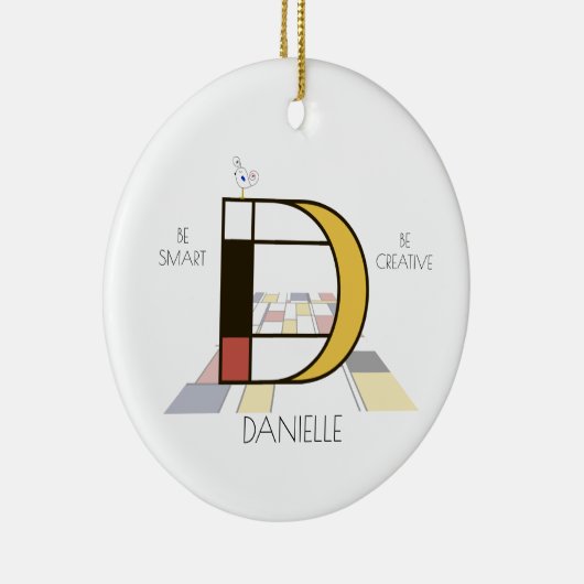 Monogramm im modernen Kunststil. Buchstabe D Keramik Ornament (Rechts)