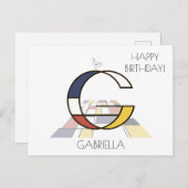Monogramm im modernen Kunststil. Buchstabe G Postkarte (Vorne/Hinten)