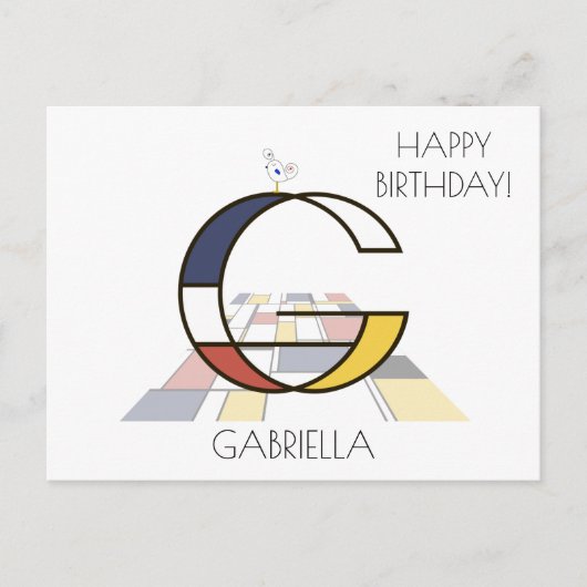 Monogramm im modernen Kunststil. Buchstabe G Postkarte (Vorderseite)