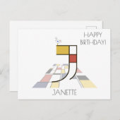 Monogramm im modernen Kunststil. Buchstabe J Postkarte (Vorne/Hinten)